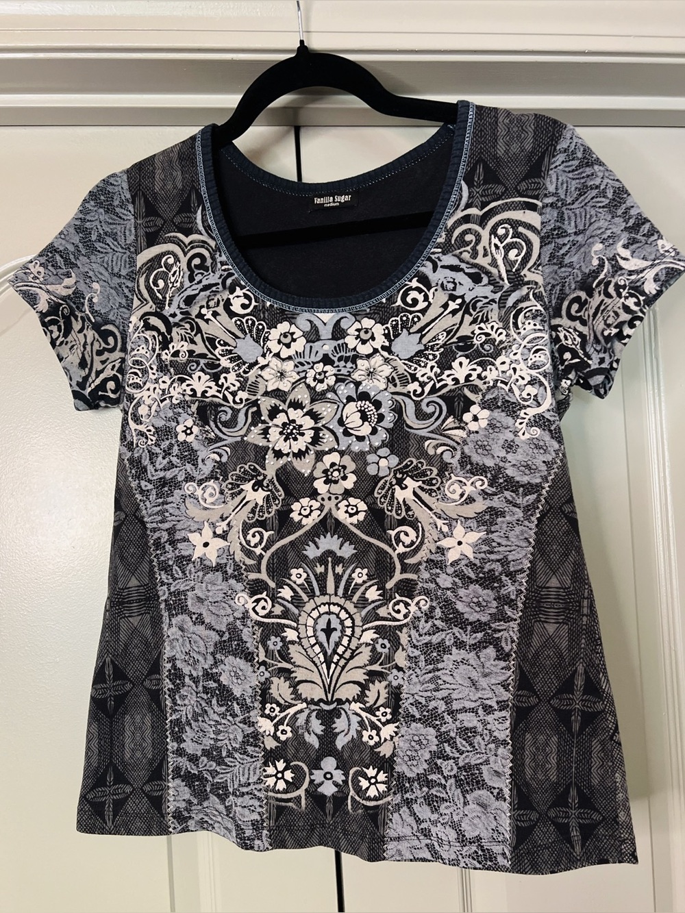 Y2K Vanilla Sugar Embellished Floral Graphic Tee